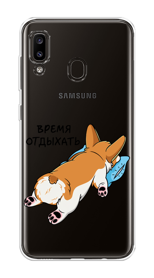 

Чехол на Samsung Galaxy A30/A20 "Корги отдыхает", Черный;коричневый;голубой, 27550-1