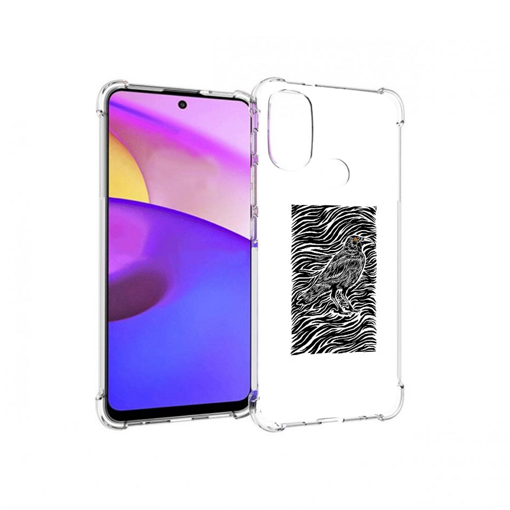 

Чехол MyPads Tocco для Motorola Moto E30 ворон в абстракции (PT227074.357.272), Прозрачный, Tocco