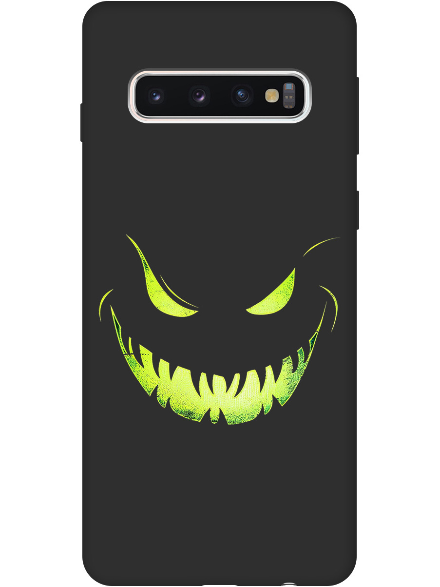 

Силиконовый чехол на Samsung Galaxy S10 с принтом "Зловещая улыбка" матовый черный, Черный;зеленый, 720461372
