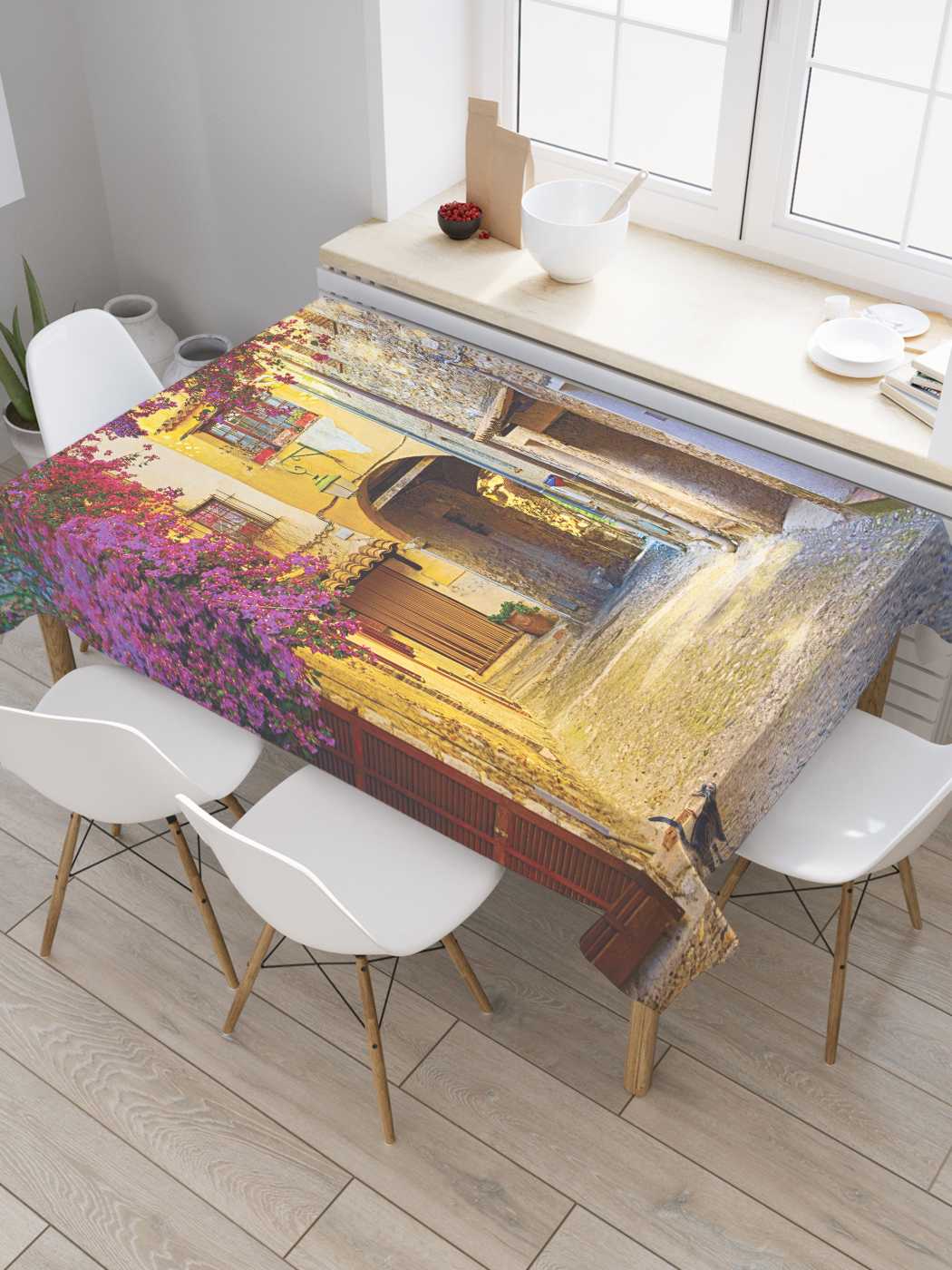 

Скатерть прямоугольная JoyArty "Цветущая улица" из сатена, 120x145 см, Фиолетовый, Цветущая улица