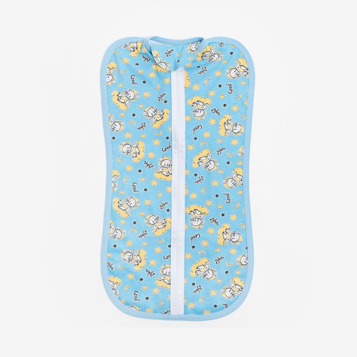 

Пеленка-кокон на молнии, рост 62 см, голубые мишки, кулирка 100% хлопок