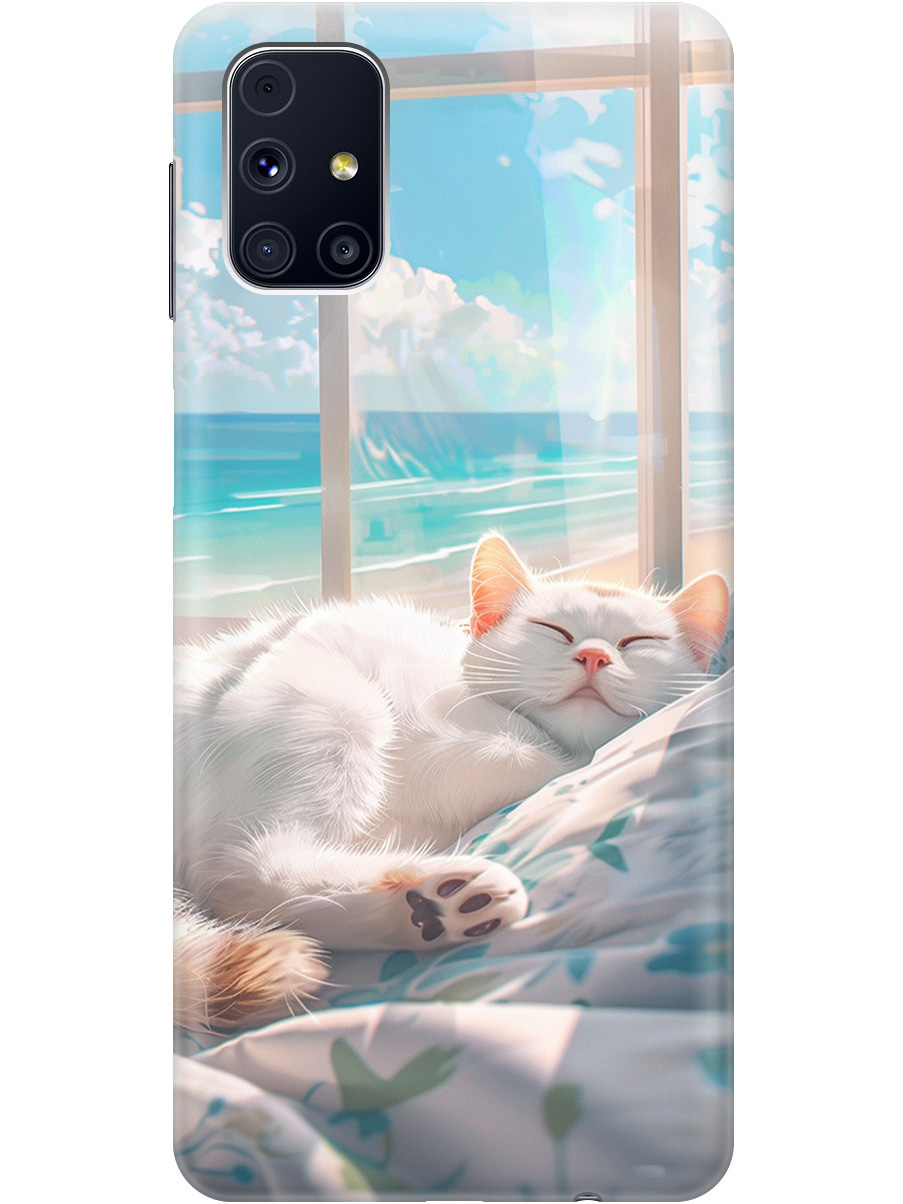 

Силиконовый чехол на Samsung Galaxy M31S с принтом "Отдыхающий котик", Прозрачный;белый;голубой, 723348212