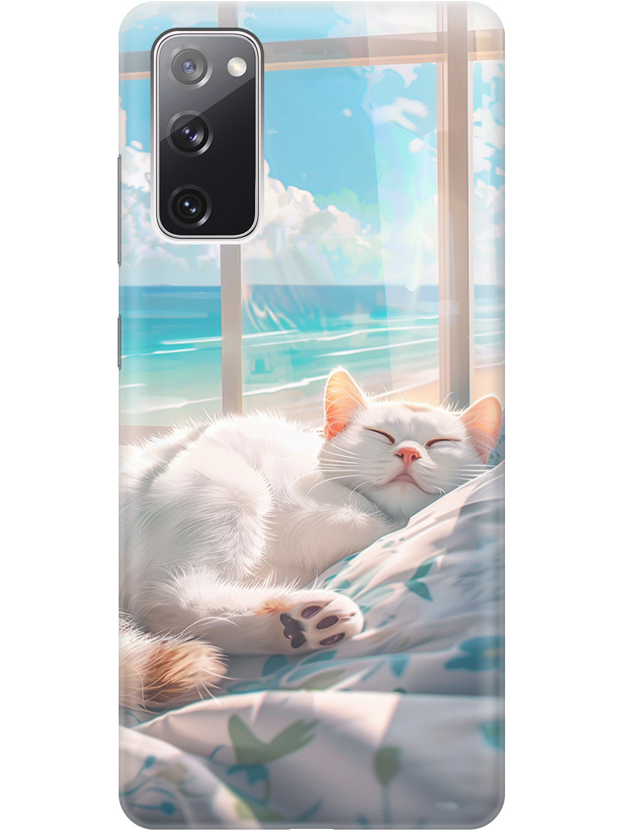 

Силиконовый чехол на Samsung Galaxy S20 FE с принтом "Отдыхающий котик", Прозрачный;белый;голубой, 723485412