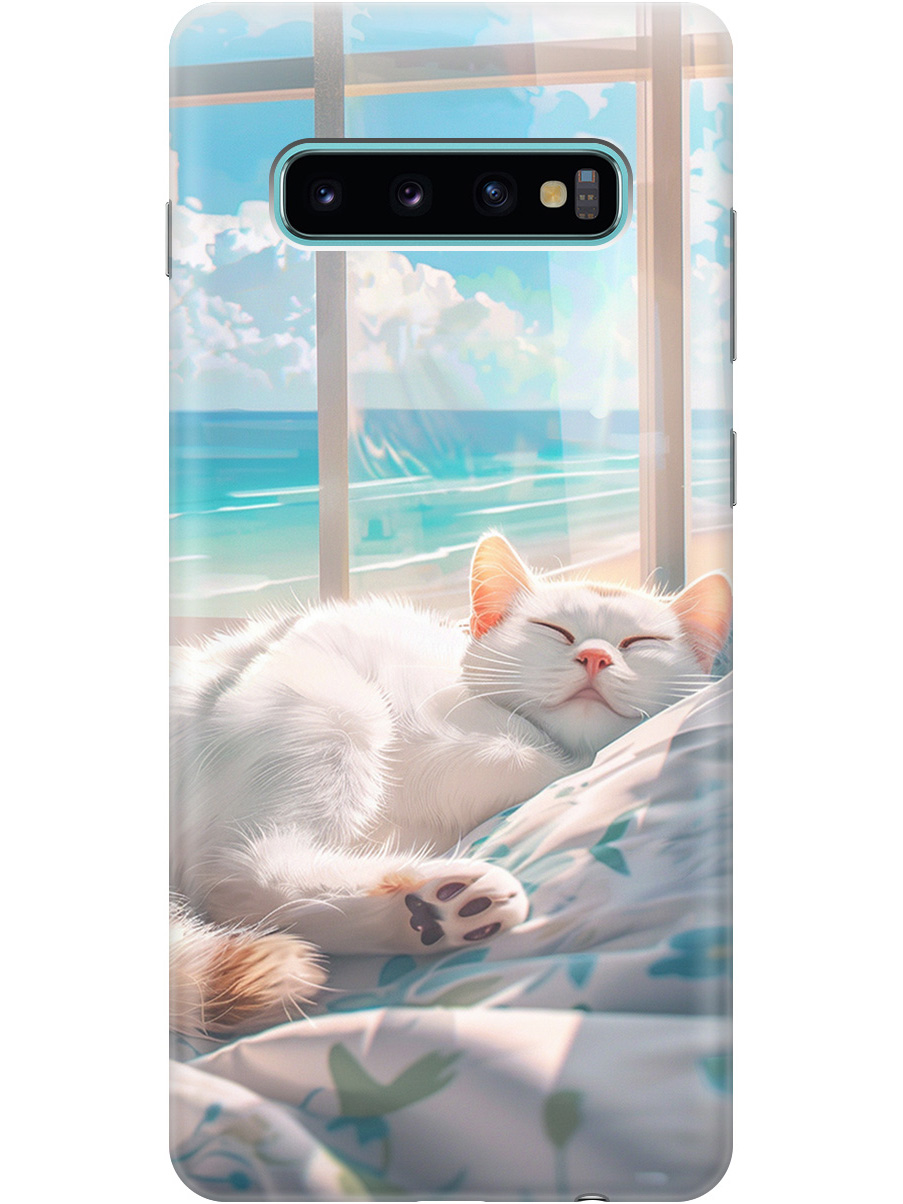 

Силиконовый чехол на Samsung Galaxy S10+ с принтом "Отдыхающий котик", Прозрачный;белый;голубой, 720461112