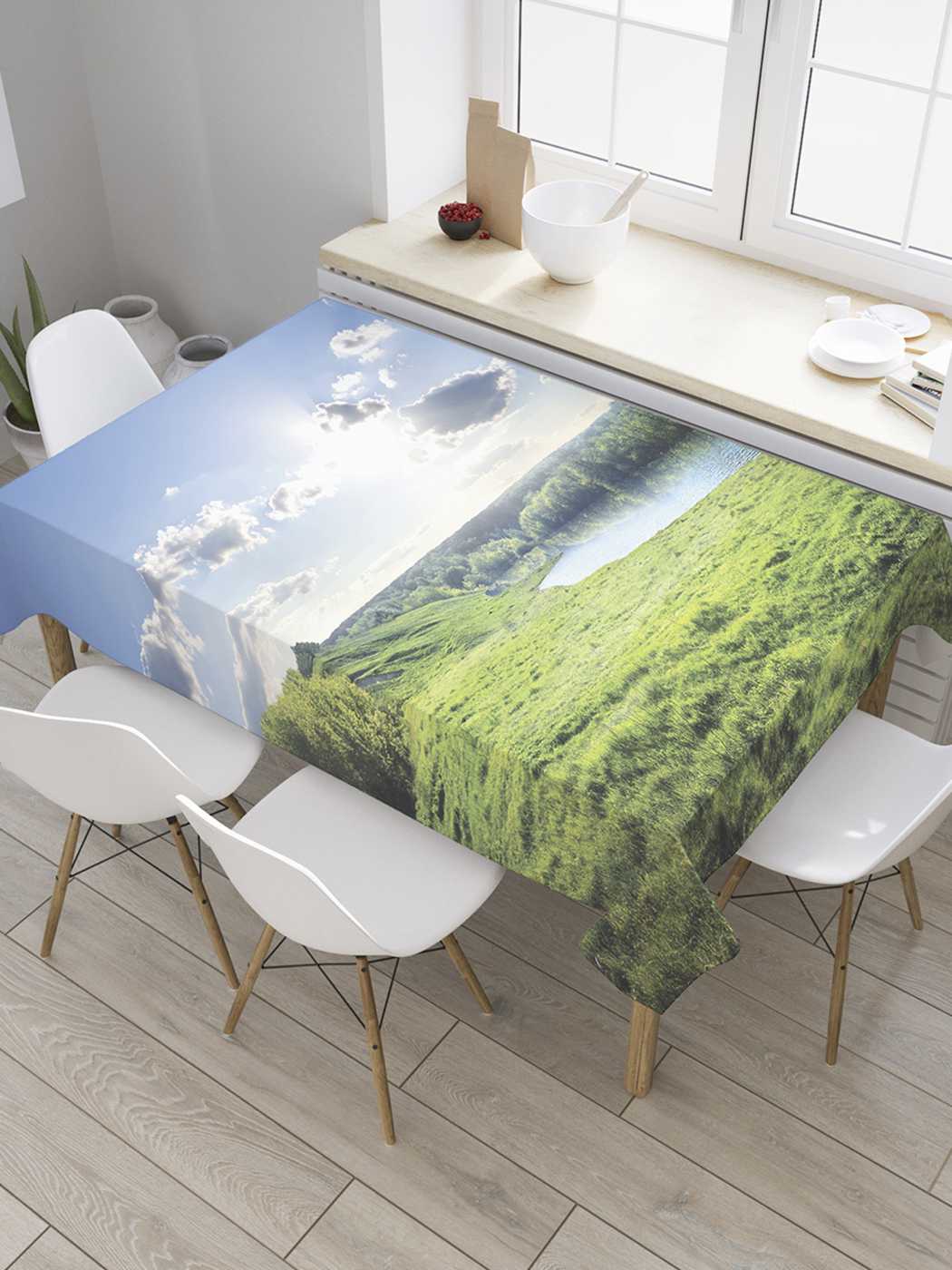 

Скатерть прямоугольная JoyArty "Яркий день" из сатена, 120x145 см, Голубой, Яркий день