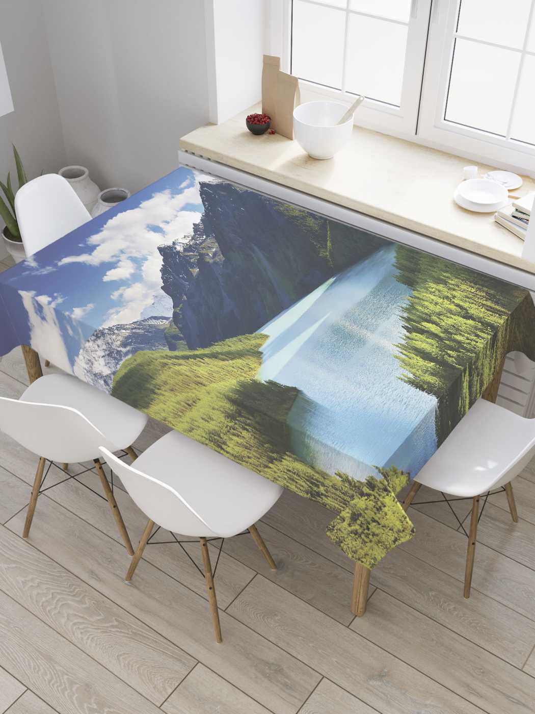 

Скатерть прямоугольная JoyArty "Чарующий пейзаж" из сатена, 120x145 см, Бежевый, Чарующий пейзаж