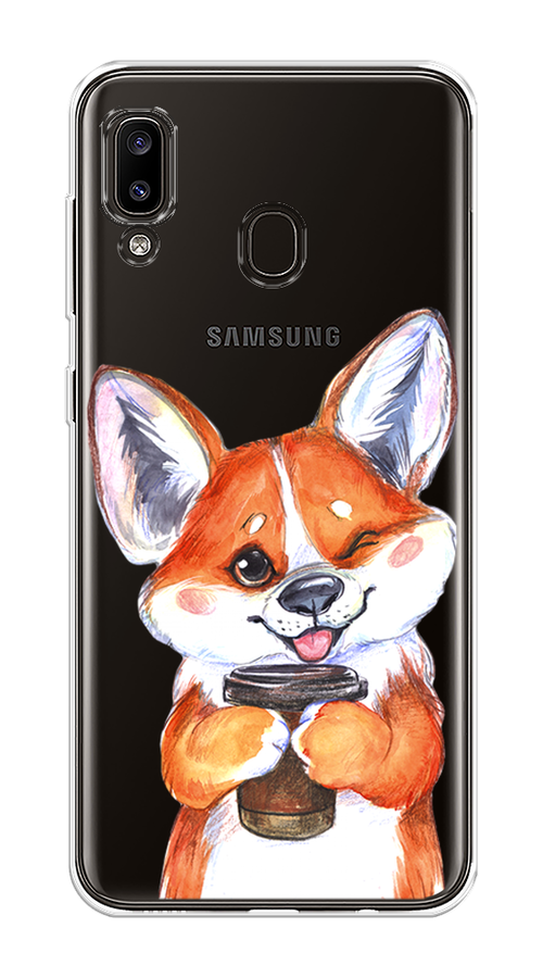 

Чехол на Samsung Galaxy A30 "Корги с кофе", Оранжевый;белый, 27550-4