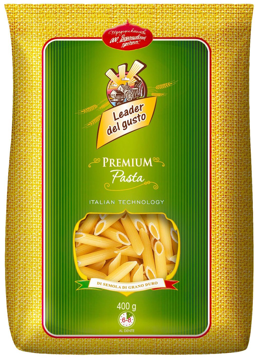 

Макаронные изделия Leader Del Gusto Premium pasta Перья рифленые 400 г