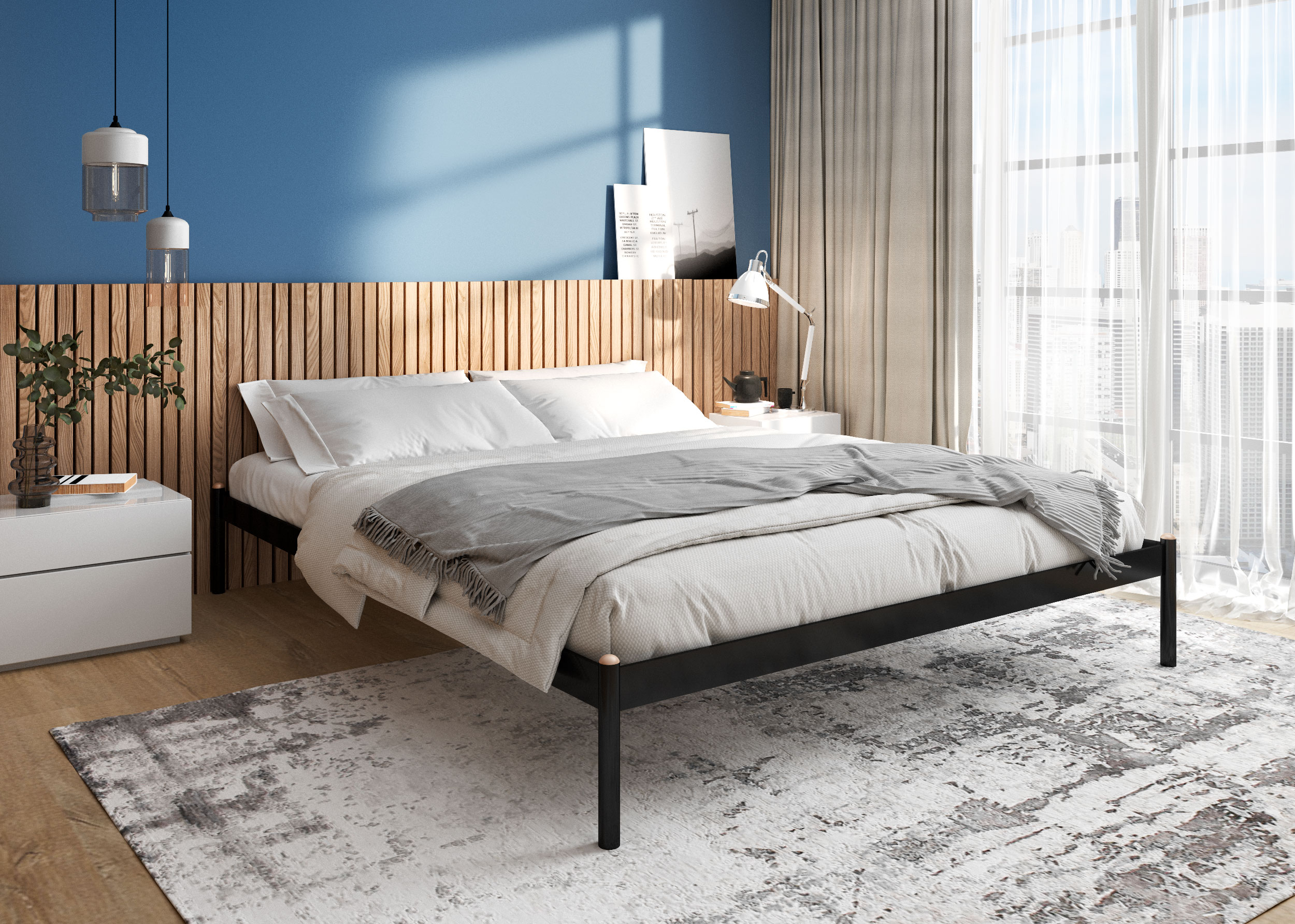 

Металлическая полутороспальная кровать Alitte Abby 140х200 см черный, Abby