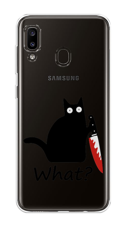 

Чехол на Samsung Galaxy A30 "Котик с ножом", Черный;красный, 27550-6