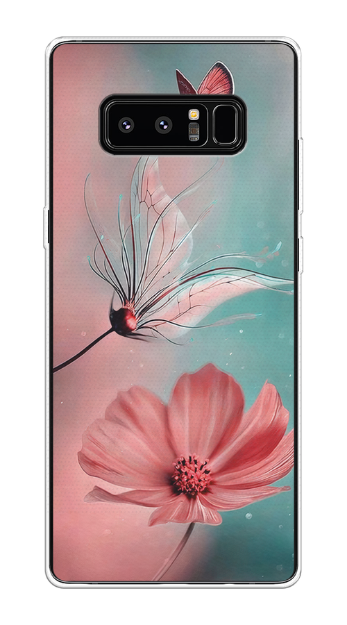 

Чехол на Samsung Galaxy Note 8 "Бабочка и цветок", Голубой;розовый, 25250-1