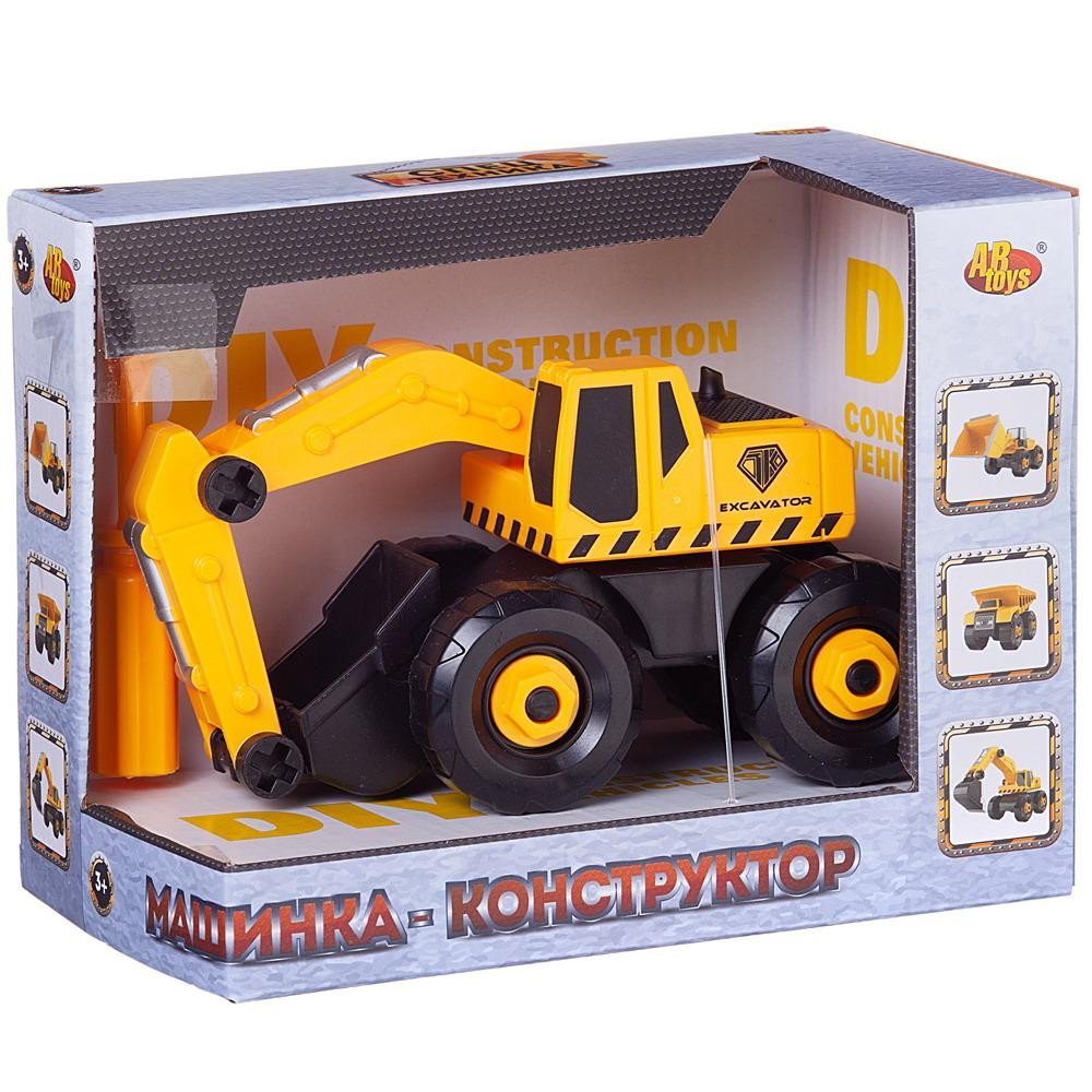 

игрушечная машинка-конструктор ABtoys Экскаватор, с отверткой C-00458, Желтый