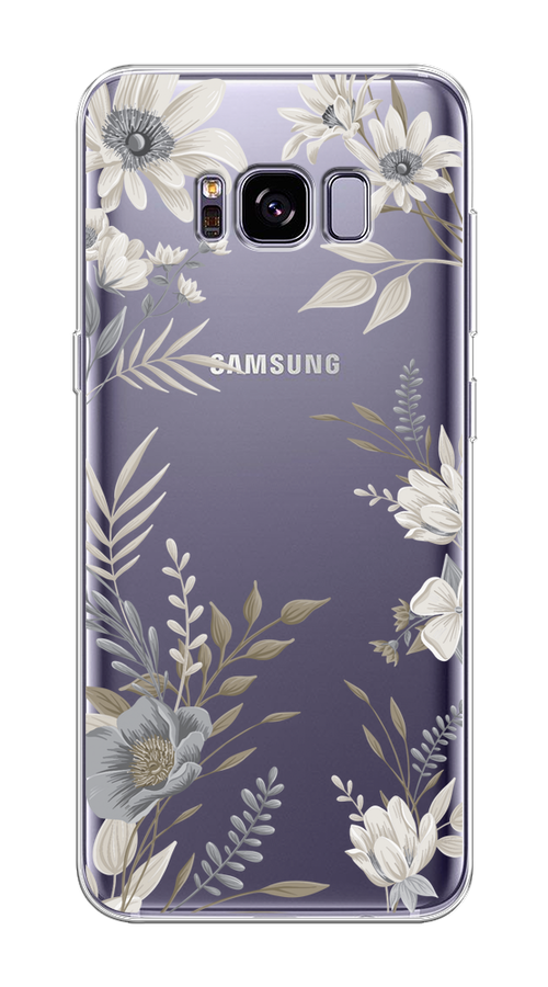 

Чехол на Samsung Galaxy S8 Plus "Цветы сепия", Серый;прозрачный;зеленый;белый, 24850-1