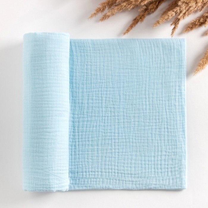 

Пелёнка муслиновая Крошка Я "Light blue", 135х100см, двухслойная, 100 % хлопок