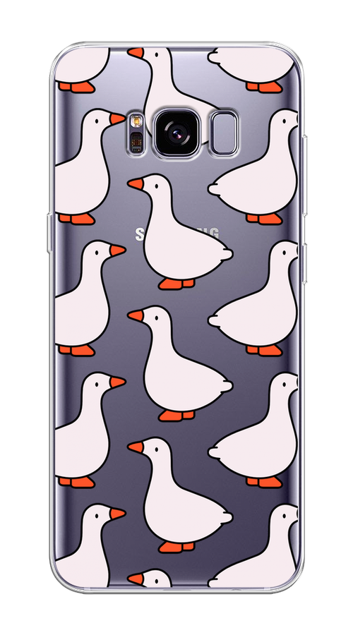

Чехол на Samsung Galaxy S8 Plus "Гуси", Прозрачный;белый;оранжевый, 24850-1