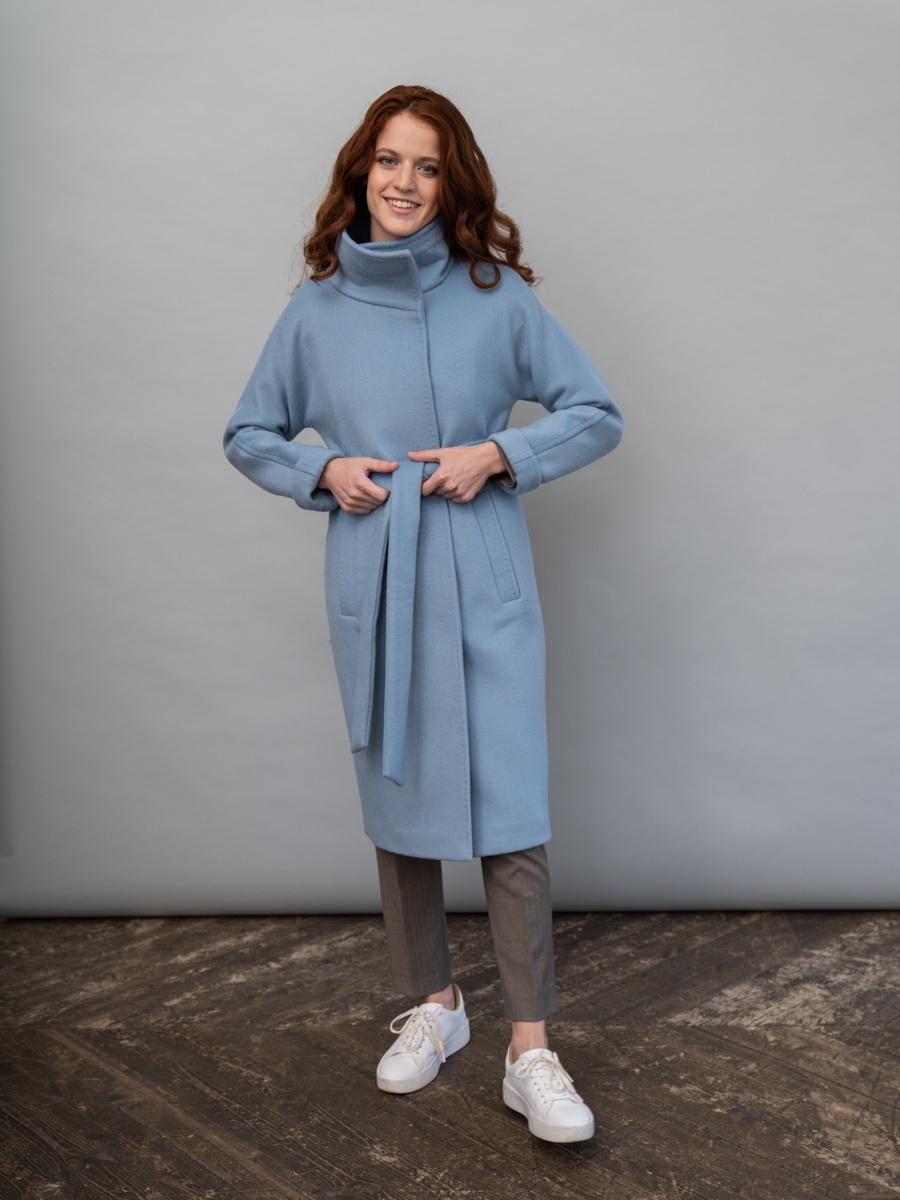 

Пальто женское Aylin Stories AS067m1 голубое 40, Голубой, AS067m1