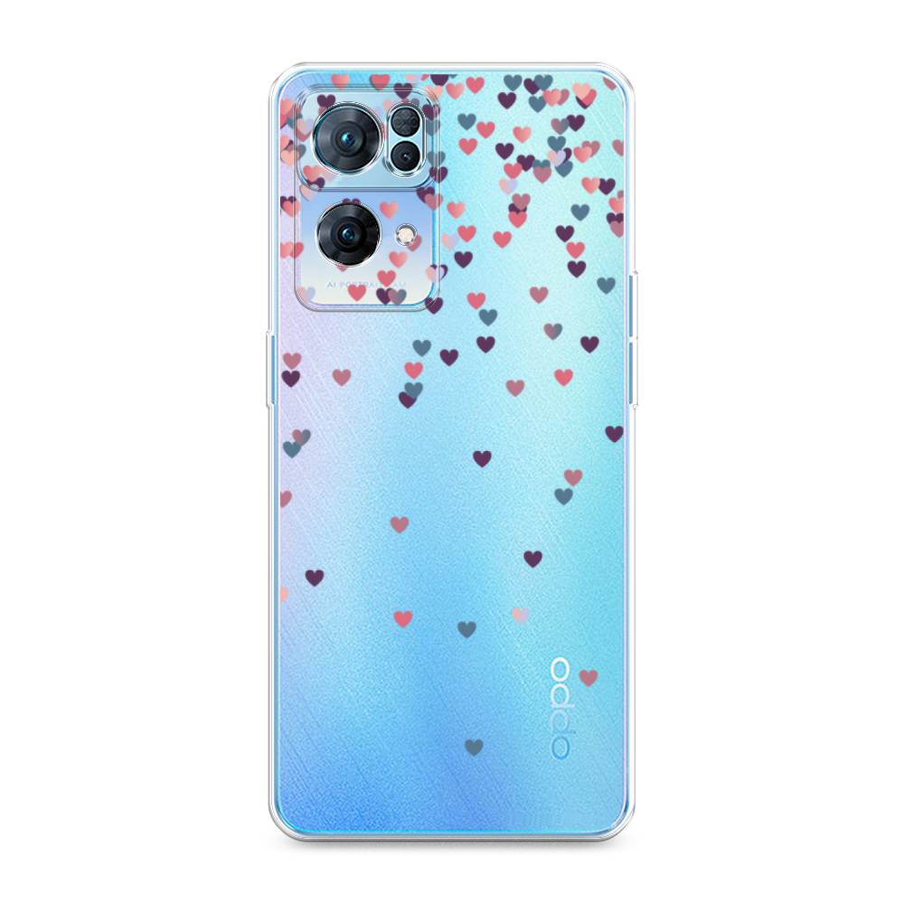

Чехол на Oppo Reno 7 Pro "Посыпка сердечки", Розовый;фиолетовый, 258250-3