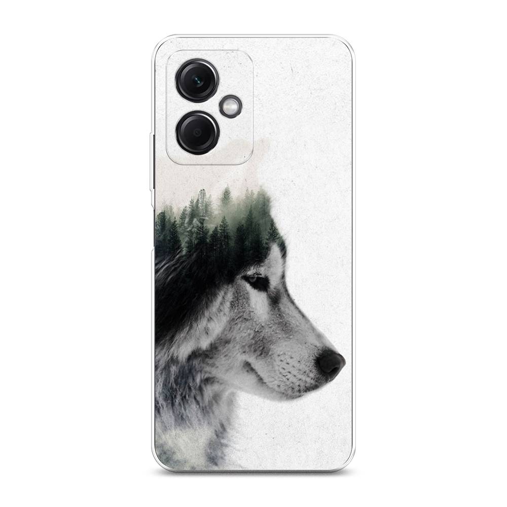 

Чехол на Xiaomi Redmi Note 12 5G "Волк лес", Серый;белый, 316950-1