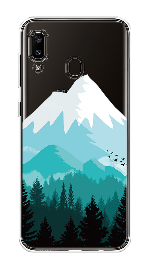 

Чехол на Samsung Galaxy A30 "Синяя снежная гора", Белый;голубой, 27550-2
