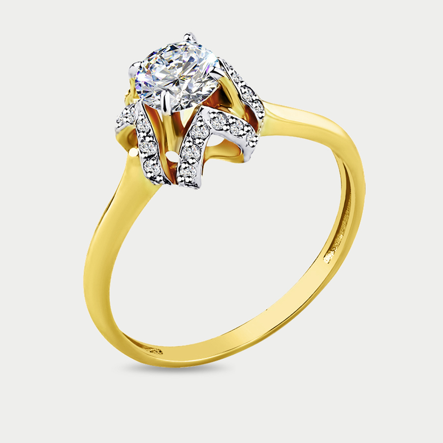 Кольцо из желтого золота р. 17,5 Мастер Бриллиант 001-0395-0001-021, фианит