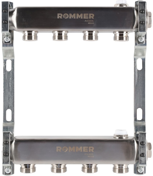 фото Коллектор rommer 1"/3/4"x4 rms-4401-000004 для радиаторной разводки