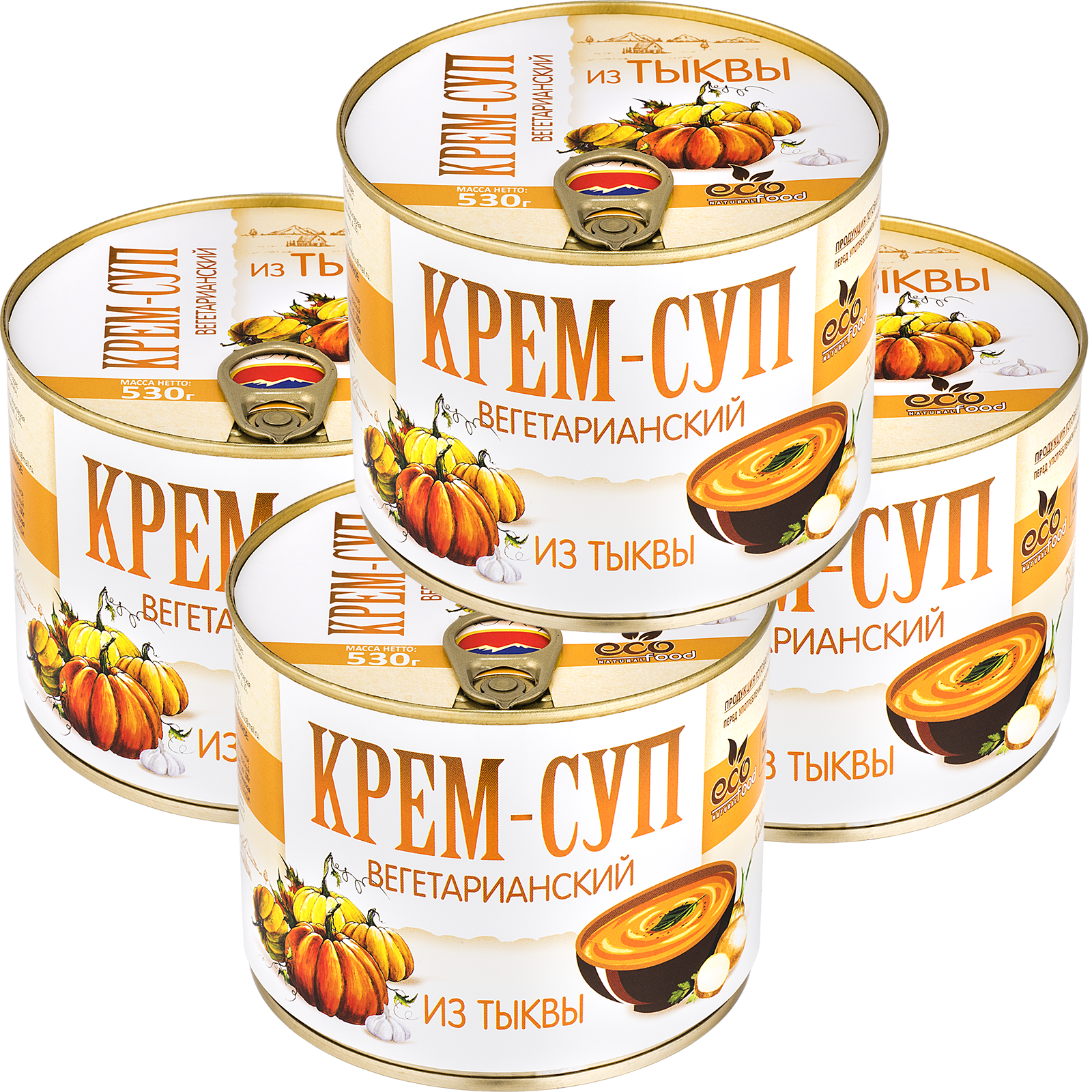 Крем-суп Ecofood вегетарианский из тыквы, 530 г * 4 шт