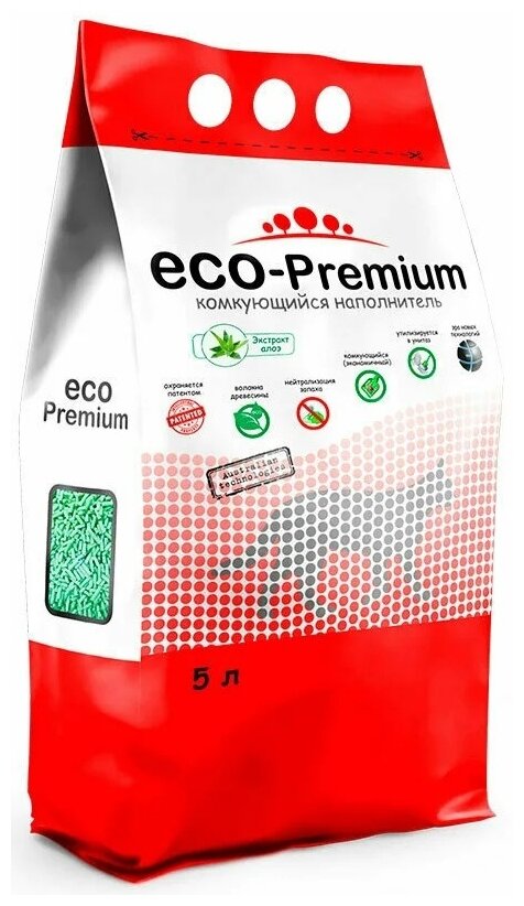 фото Наполнитель eco premium алоэ комкующийся древесный 1,9кг 5 л eco-premium