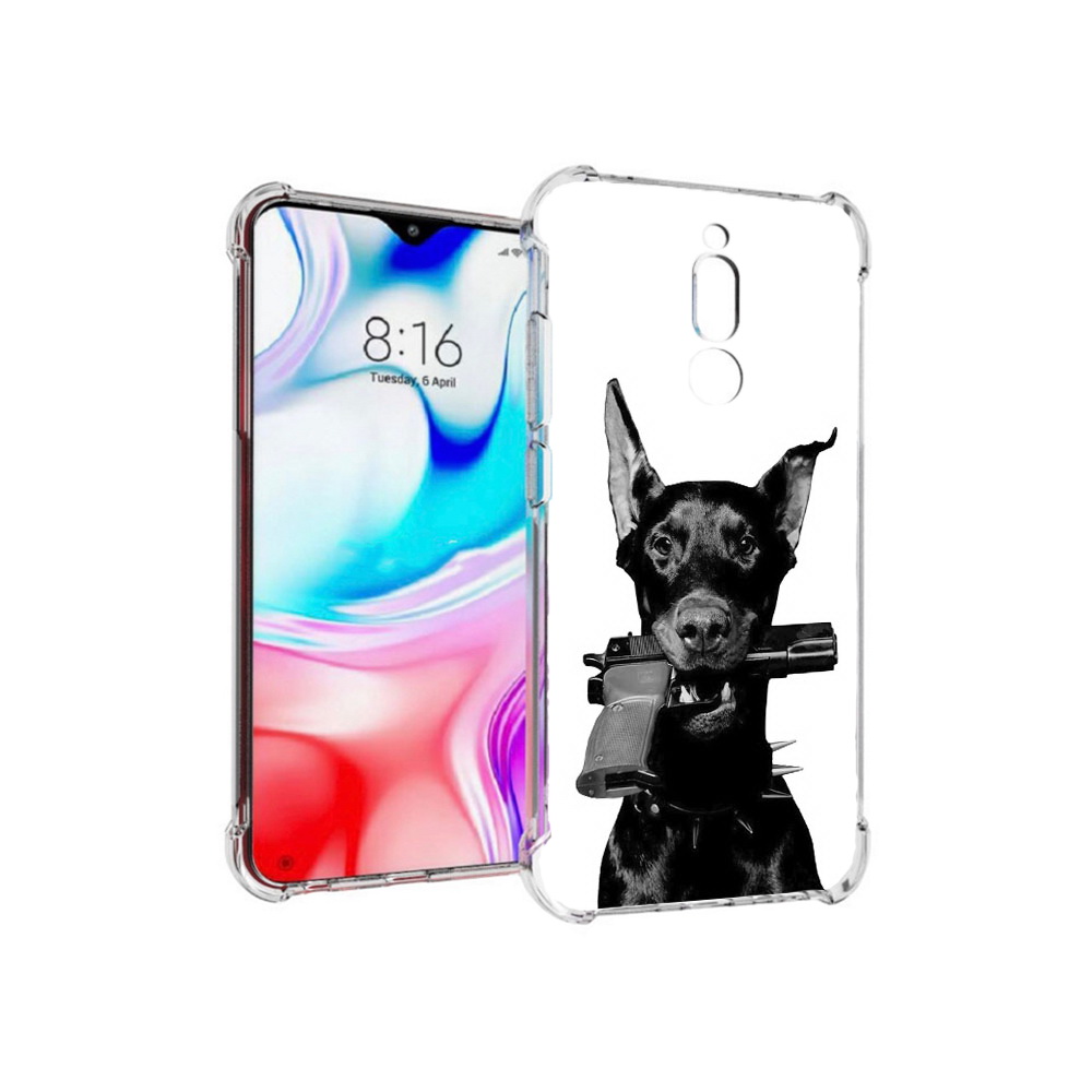 

Чехол MyPads Tocco для Xiaomi Redmi 8 доберман с пистолетом (PT138911.300.331), Прозрачный, Tocco