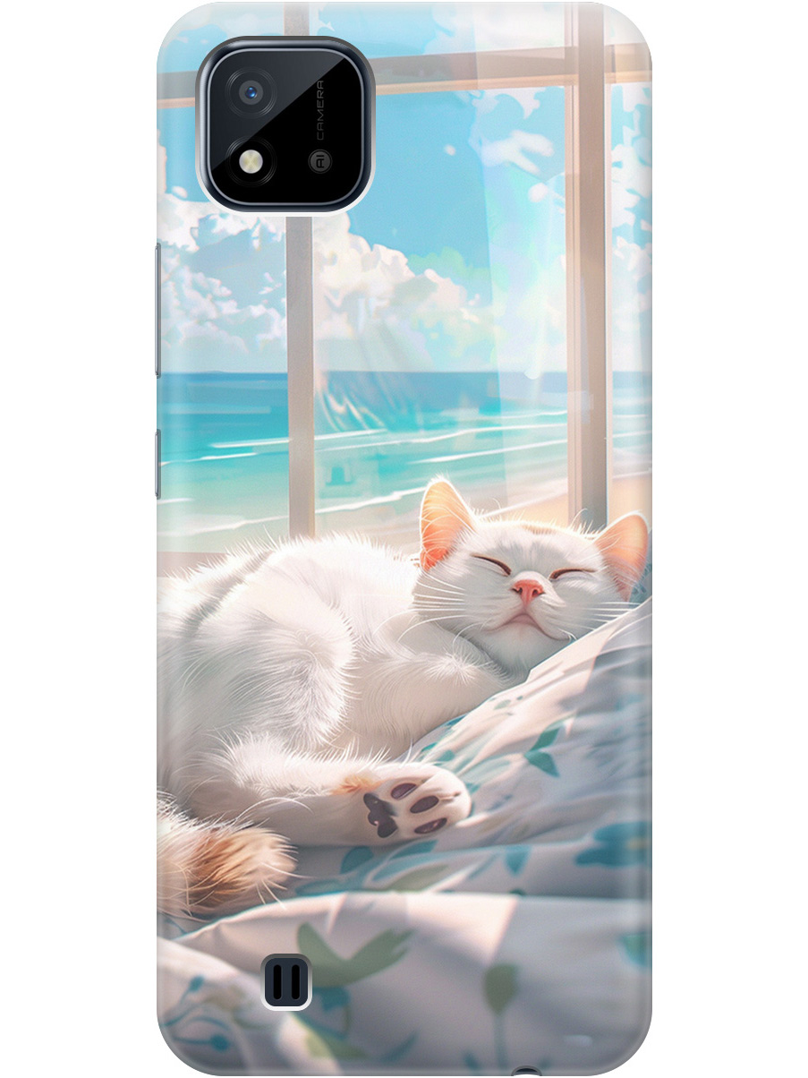 

Силиконовый чехол на realme C20 / C11 (2021) с принтом "Отдыхающий котик", Прозрачный;белый;голубой, 726147412