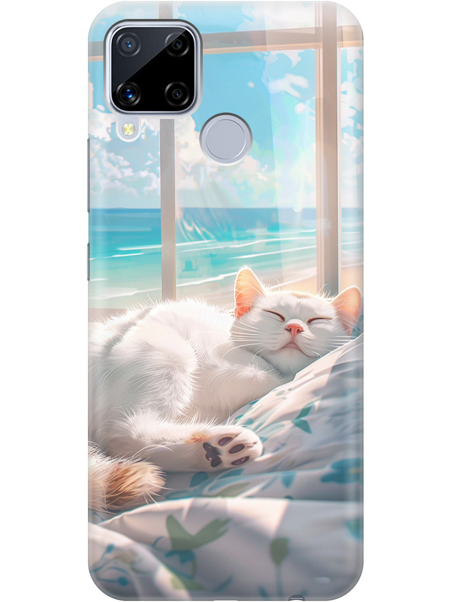 

Силиконовый чехол на realme C15 / C25 с принтом "Отдыхающий котик", Прозрачный;белый;голубой, 726149812