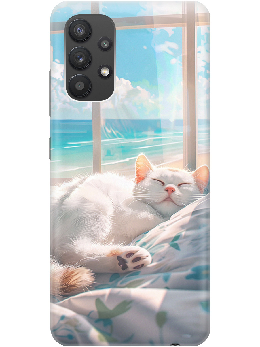 

Силиконовый чехол на Samsung Galaxy A32 с принтом "Отдыхающий котик", Прозрачный;белый;голубой, 724352012