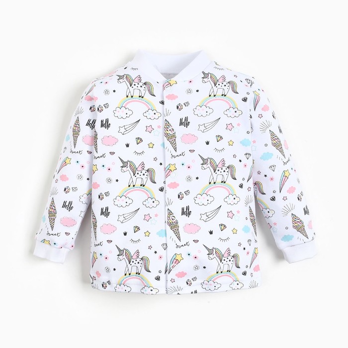 Тошка Кофточка для девочки Единорог, цвет белый, рост 56-62 см