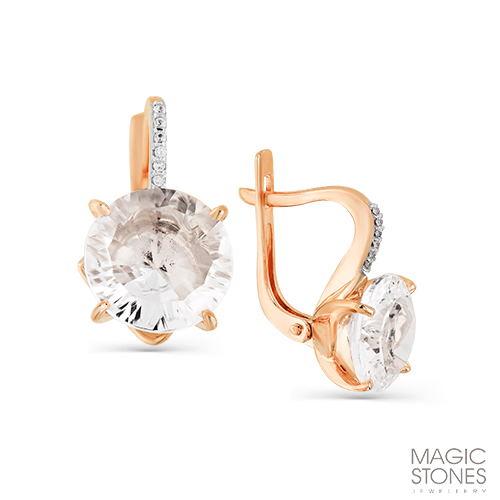 

Серьги из красного золота Magic Stones 02-2-426-58, горный хрусталь\ фианит, 02-2-426-58