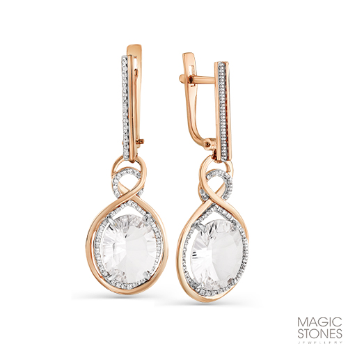 

Серьги из красного золота Magic Stones 02-2-422-58, горный хрусталь\ фианит, 02-2-422-58