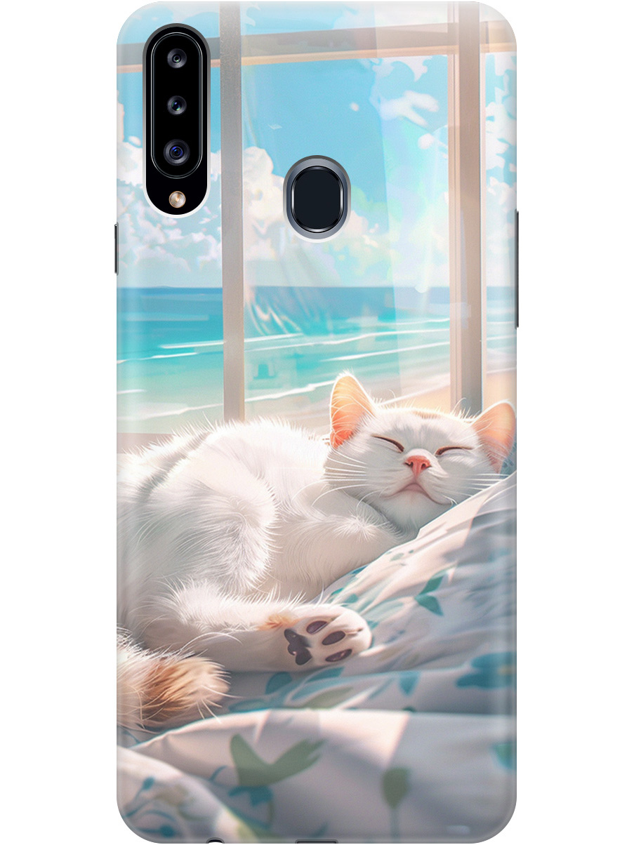

Силиконовый чехол на Samsung Galaxy A20s с принтом "Отдыхающий котик", Прозрачный;белый;голубой, 722003312