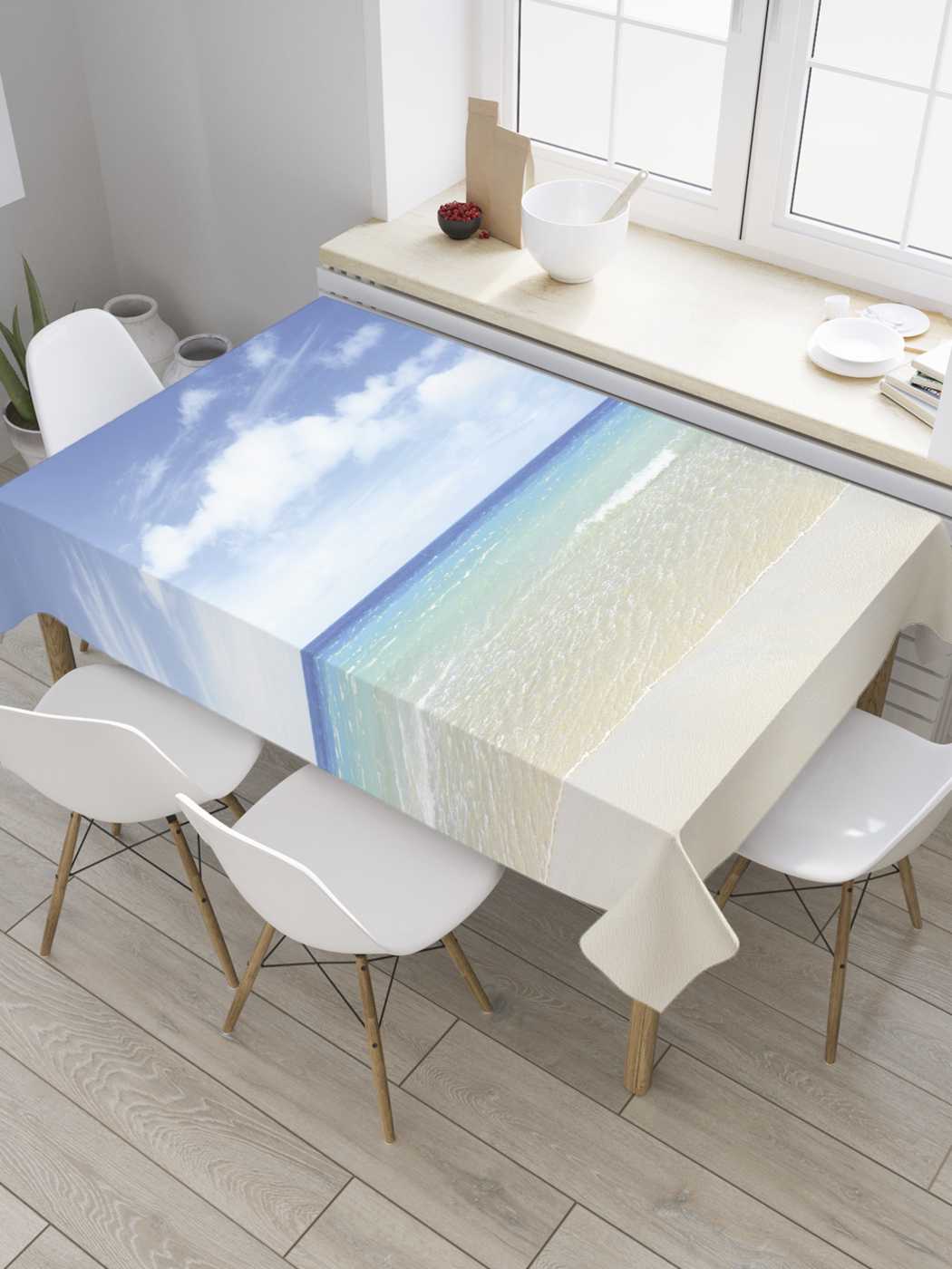 

Скатерть прямоугольная JoyArty "Пляжные красоты" из сатена, 120x145 см, Голубой, Пляжные красоты