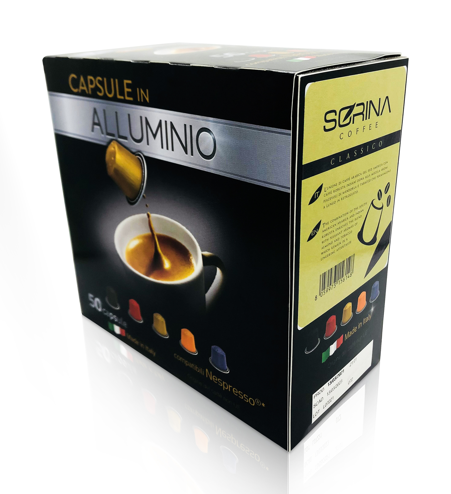 

Кофе в алюминиевых капсулах SORINA Classico, 50 шт