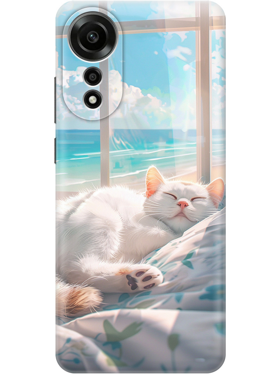 

Силиконовый чехол на Oppo A78 4G с принтом "Отдыхающий котик", Прозрачный;белый;голубой, 782630012