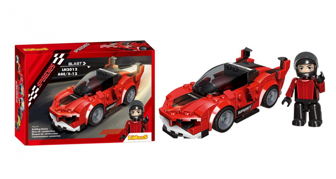 фото Конструктор junfa linoos гоночная машина взрыв(красный), 170 деталей wz-b4739 junfa toys