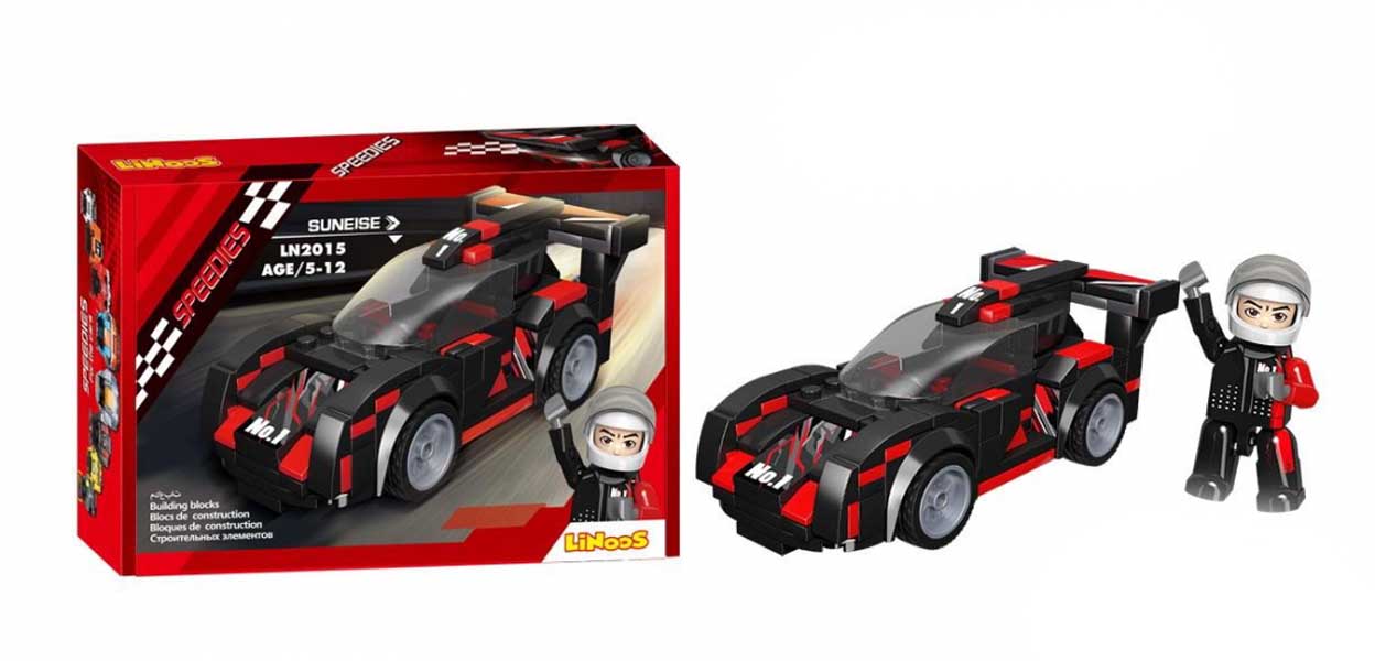 фото Конструктор junfa linoos гоночная машина (черная), 156 деталей wz-b4742 junfa toys
