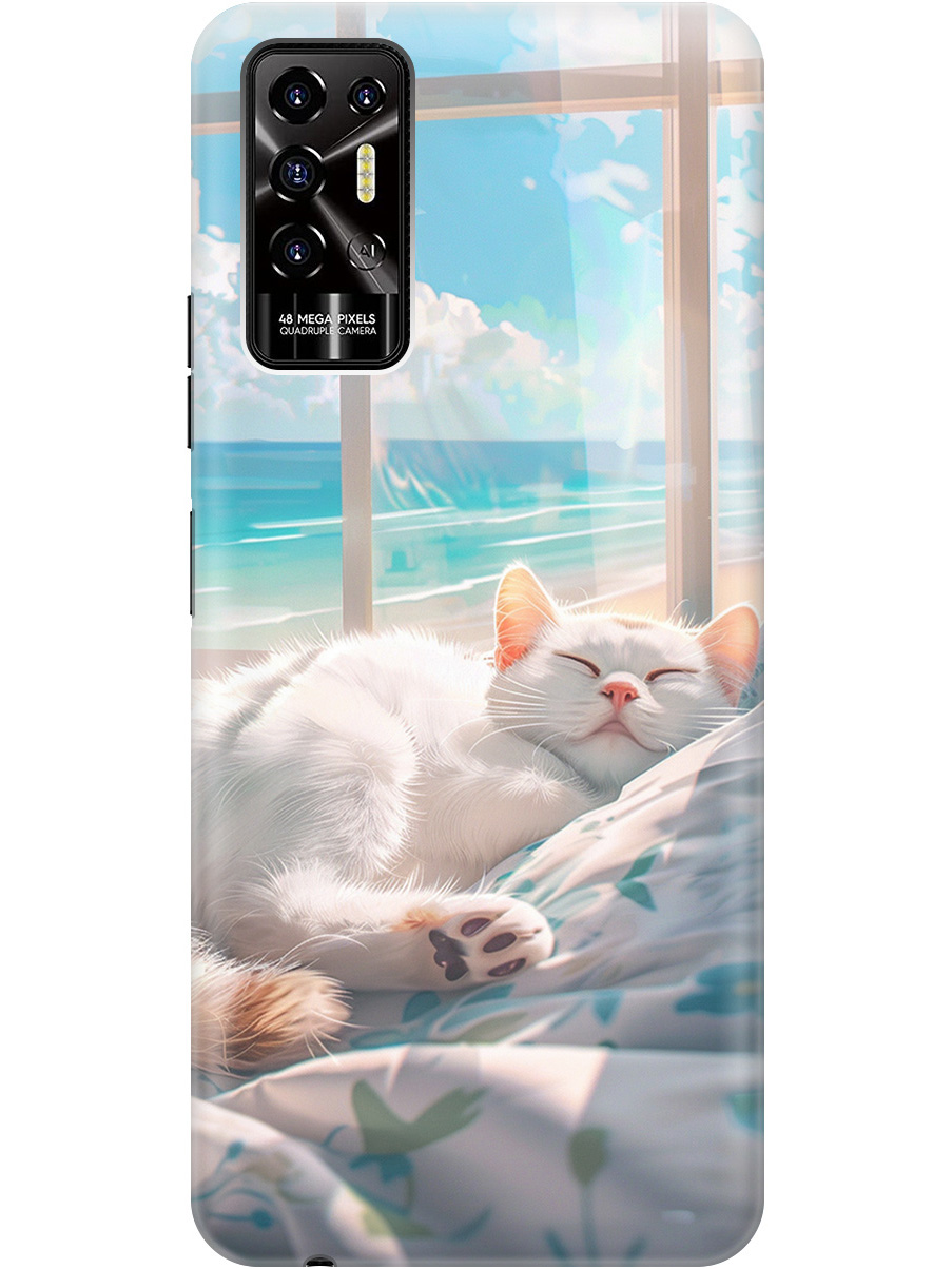 

Силиконовый чехол на Tecno Pova 2 с принтом "Отдыхающий котик", Прозрачный;белый;голубой, 741736012