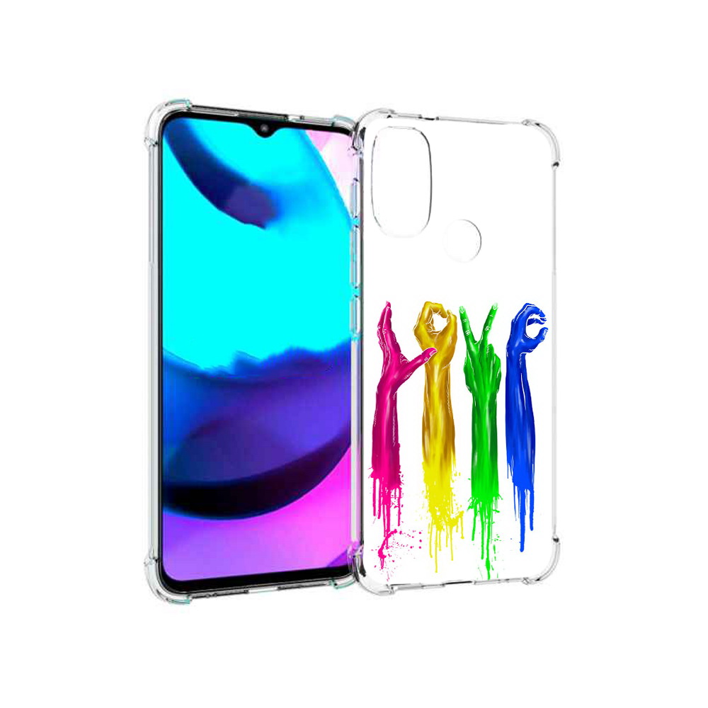 

Чехол MyPads Tocco для Motorola Moto E20 яркие руки love (PT162039.356.707), Прозрачный, Tocco