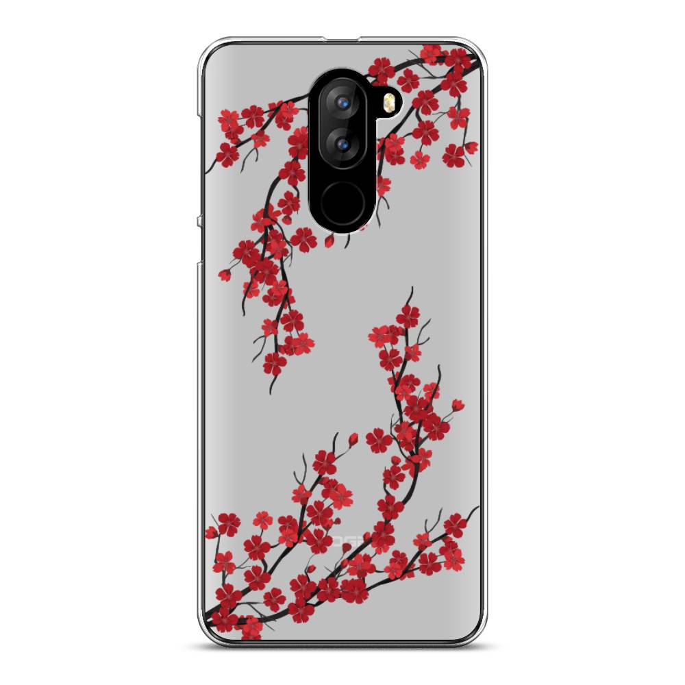 

Чехол на Doogee X60L "Красная сакура", Красный;черный, 220550-2
