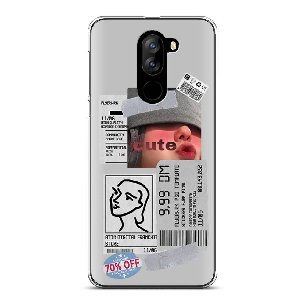 

Чехол на Doogee X60L "Cute girl collage", Розовый;серый;голубой, 220550-6