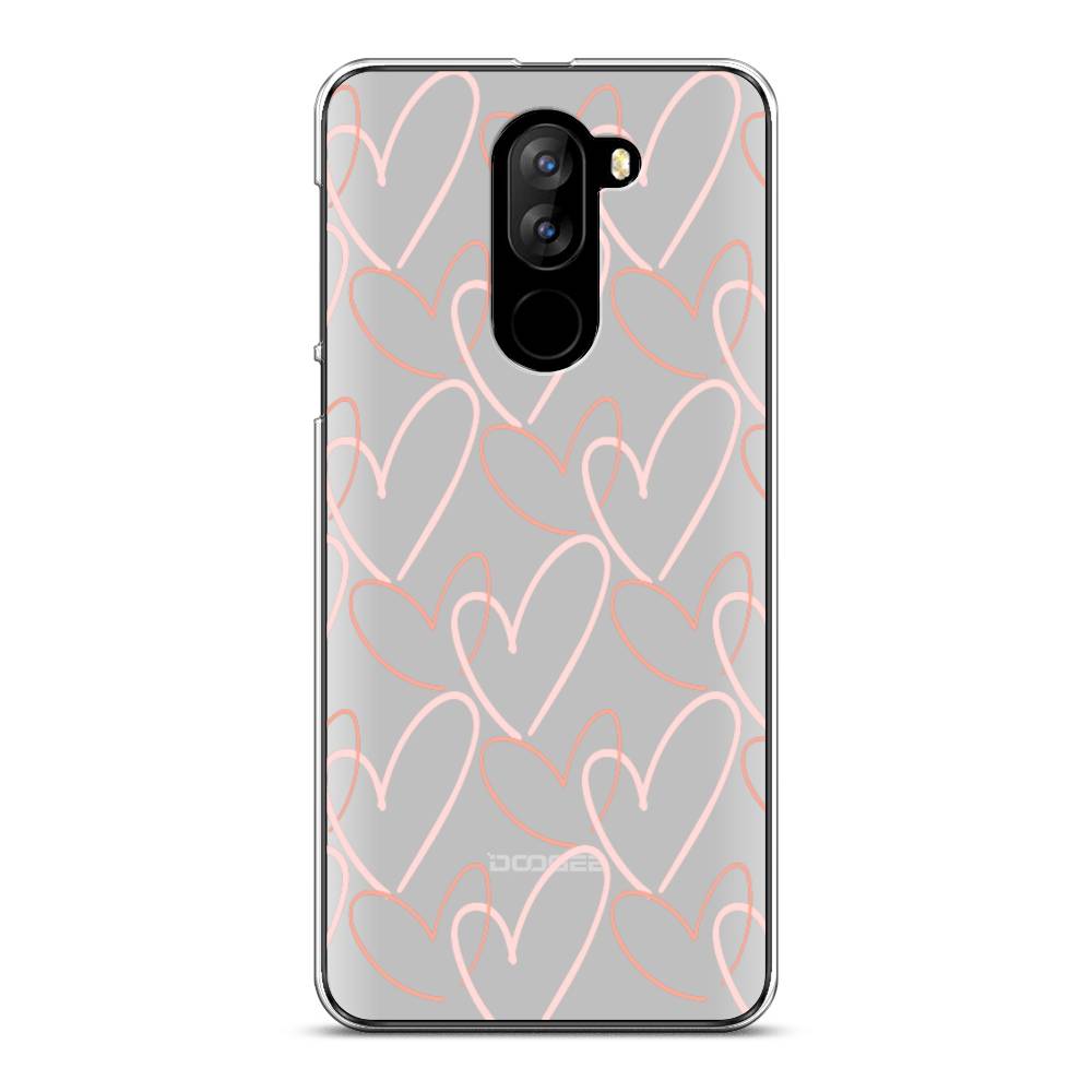 

Чехол на Doogee X60L "Узор из сердечек", Розовый;бежевый, 220550-6