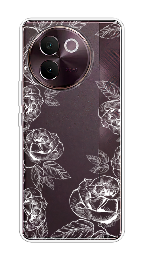 

Чехол на Vivo V30e "Розы графика", Черный;серый, 2610550-1