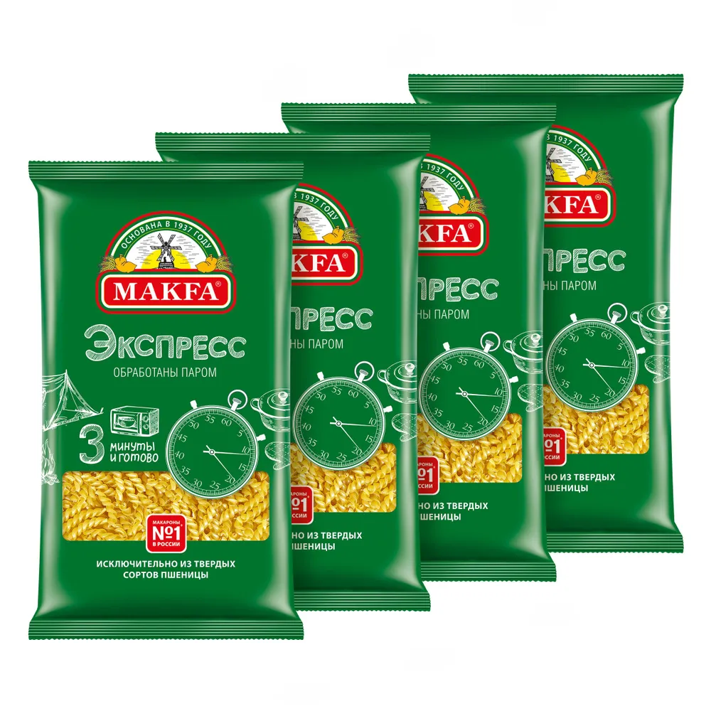

Макароны Makfa Экспресс спиральки, 4x400 г