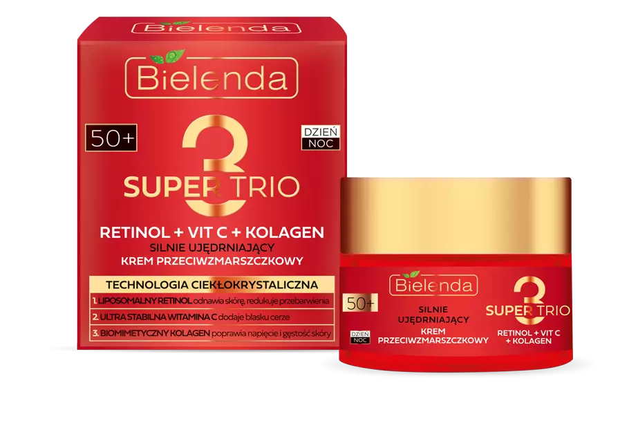 Крем Bielenda укрепляющий от морщин 50+ день ночь SUPER TRIO RETINOL VIT C KOLAGEN