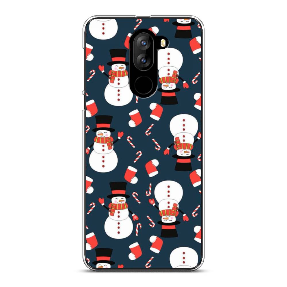

Чехол на Doogee X60L "Синие снеговики", Синий;белый;красный, 220550-5