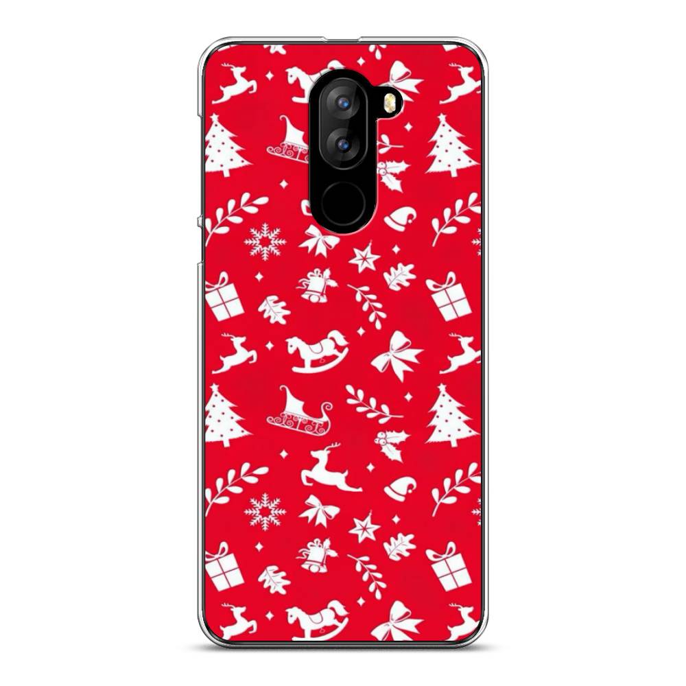

Чехол на Doogee X60L "Красный новогодний фон", Красный;белый, 220550-5